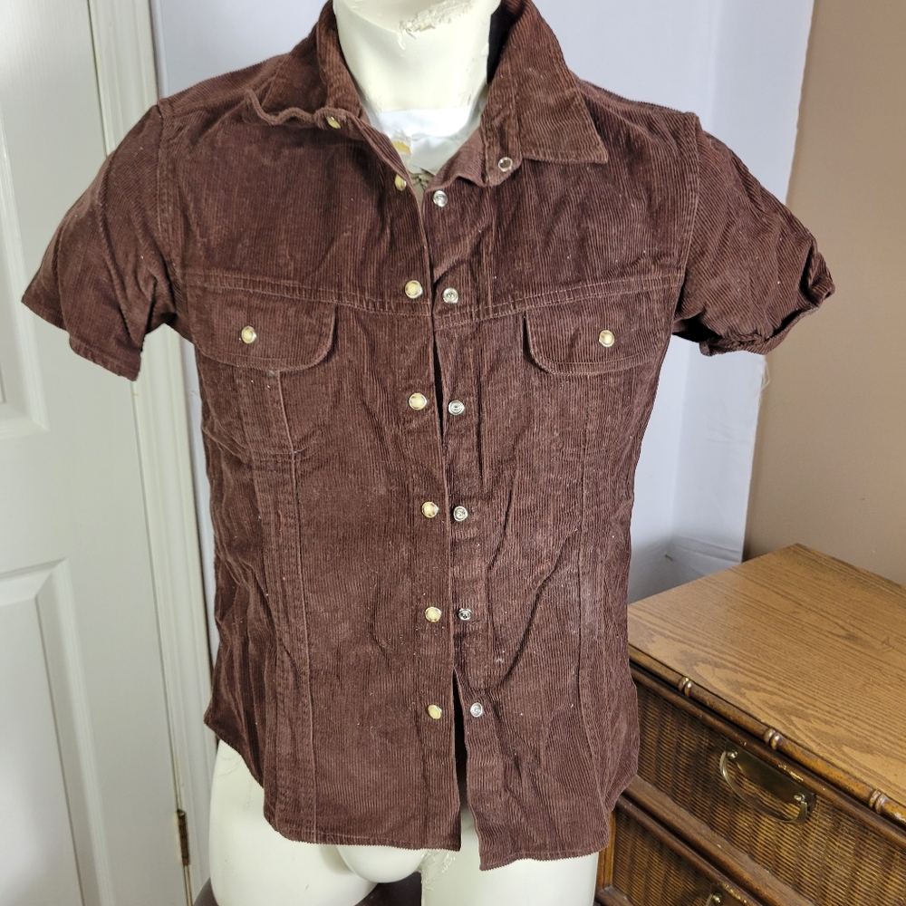 Vintage Fiorlini International Shirt Womens Medium Brown Cuordoroy